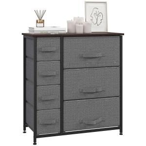 Byrå 7 Tyglådor Praktisk Förvaringsmöbel Metallram och Träskiva Modern Design för Sovrum eller Hall Grå 63,5 X 30 X 71 Cm