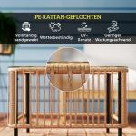 Sidobord Balkongbord med Glasskiva Natur av Polyrattan ve Glas för Uteplats ve Trädgård Väderbeständigt Soffbord 65 x 65 cm