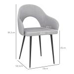 Relaxstol Fåtölj Grå av Linnelook och Stål för Sovrum Klädd Stol med Armstöd Bekväm Sittplats 56 x 58,5 x 84,5 cm
