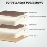 Ergonomisk Kontorsstol med Fällbart Ryggstöd, Fotstöd och Mjukt Tyg, Ljusbrun