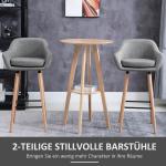 Barstolar i Linne 2-Pack, Bekväma Kökspallar med Fotstöd, Elegant Sittplats för Bar och Köksö, Grå, 55 x 48 x 100 cm