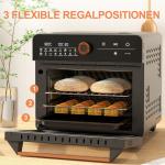 Miniugn Varmluftsfritös Silver av Metall för Matlagning 13 l Ugn med Cirkulerande Luft och 12 Program 40-220 Grader