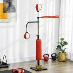 Justerbar Boxningsstation med Speedball, Fristående Boxningssäck med Reflexstång, Komplett Träningsredskap för Hemmafitness, Svart, 140-205 cm