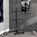 Viktplattstativ Viktstativ Svart av Stål för Gym och Hemmaträning med Hjul och 6 Stänger 50 mm Tallrikshållare Lastkapacitet upp till 200 kg