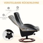 Snurrbar Massagestol med Pall, Bekväm Relaxfåtölj i Konstläder med Liggfunktion, Ergonomisk Vilostol för Vardagsrum, Svart, 73 x 83 x 106 cm