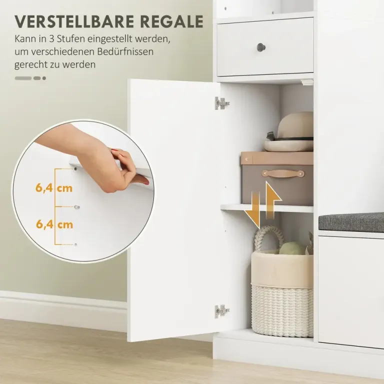 Skobänk Sittbänk med Skoförvaring och Dyna för Entré 180 cm
