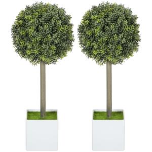 Set med 2 Konstgjorda Buxbom Topiary Bollar 45 cm, Konstgjorda Växter i Kruka