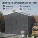 Verktygsbod İ Galvaniserat Stål 2,43㎡ 213X131X192Cm Redskapsbod Med Sadeltak, Låsbar Skjutdörr, Väderbeständig Trädgårdsbod, Trädgårdsbod Utomhus För Uteplats På Bakgården, Grå