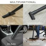 Grovdammsugare Våt och Torr Silver Rostfritt Stål för Garage och Verkstad Industridammsugare med 20 L Tank och Hjul Kraftfull Sugförmåga