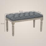 Klädd Sittbänk i Vintage-Stil, Elegant Bänk med Knappstoppning och Träben, Bekväm Sittplats för Hall och Matsal, Grå, 142 x 47 x 51 cm