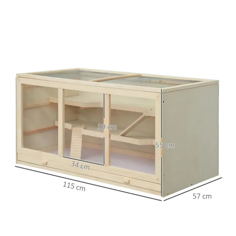 Hamsterbur och Gnagarlåda i Trä och PVC 115 x 57 x 55 cm