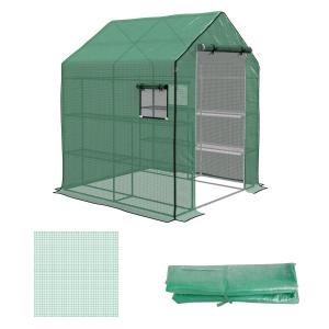 Ersättningsväxthusduk, Vattentät, Roll-up Fönster och Dörr, Grön, 140 x 143 x 190 cm