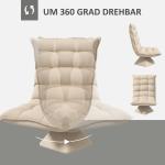 Vridbar Läsfåtölj med Linnelook, Beige, 62 x 70 x 95 cm