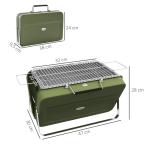 Bordsgrill Kolgrill Grön av Rostfritt Stål för Picknick och Trädgård Kompakt Grill med Kolbricka och Handtag