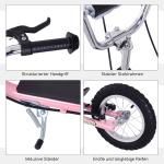 Sparkcykel med Handbroms 16 Tum, Robust Skoter för Barn med Stora Hjul, Säker Körning på Alla Underlag, Rosa, 135 x 58 x 92-100 cm, 5 år+