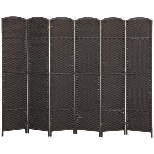 6-panels Rumsavdelare, Vikbar Sekretessskärm för Vardagsrum, Sovrum och Hemmakontor, Brun