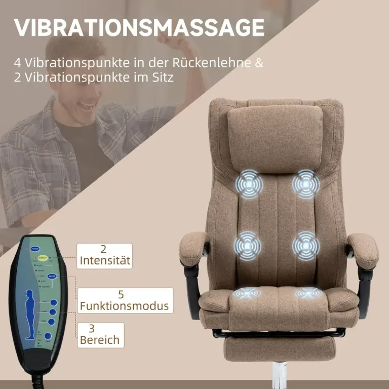 Kontorsstol med Massagefunktion Fällbart 65 x 61 x 118 cm