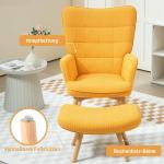 Fåtölj Öronlappsfåtölj med Pall Orange av Manchesterlook och Trä för Vardagsrum Stoppad Relaxstol Vingestol
