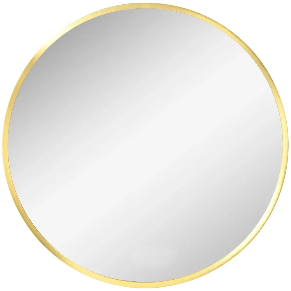 Kleankin Badrumsspegel Rund Väggspegel Guld 50 Cm