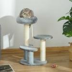 Liten Skrapstolpe med Kattkorg Hängmatta och Sisalpelare Kattträd för Små Katter Grå Ø40 X H65 Cm