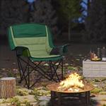 Campingstol Fällstol med Sidoficka Grön av Oxford ve Metall för Pool ve Strand Hopfällbar Trädgårdsstol med Bärväska