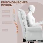 Kontorsstol Skrivbordsstol Vit av Konstläder och Metall för Hemmakontor Ergonomisk med Liggfunktion och Fotstöd