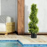 Konstgjord Cypress 90 cm i Spiralform, Konstgjord Växt i Kruka, Modern Dekoration