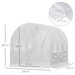 Folieväxthus Tunnelväxthus Vit av Stål och PE för Trädgård och Odling med Upprullbara Fönster UV-Skydd och Vindtät Konstruktion 2,95 x 2 x 2 m