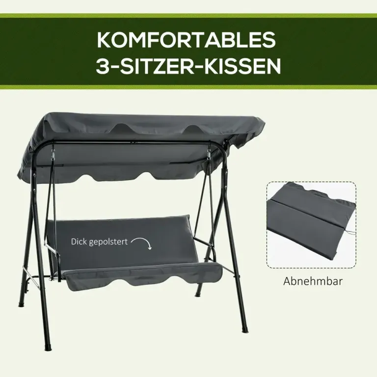 Hammock 3-Sits Grå av Tyg 172 x 110 x 153 cm