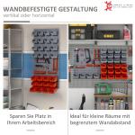 Verktygshållare Perforerad Vägg Organisationssystem för Garageverkstad Röd Grå 63,5 X 22,5 X 95,5 Cm