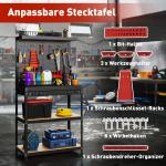 Arbetsbänk Verkstad Svart Metall och MDF för Garage Verktygsbänk med Verktygstavla Låda och Hyllor Robust 80x41x155 cm