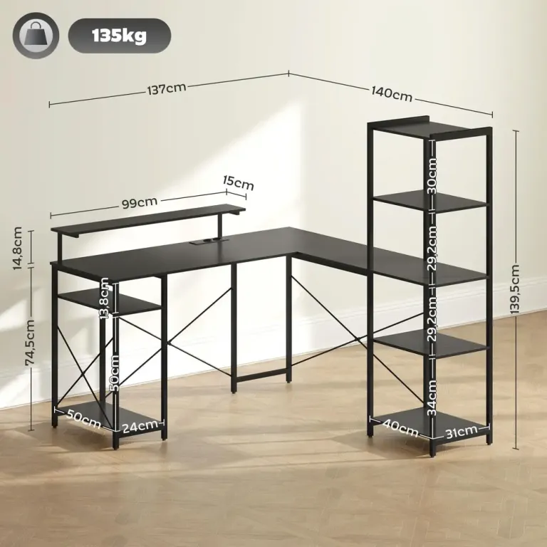 Skrivbord Datorbord L-format 137 x 140 x 139,5 cm