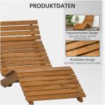 Solsäng i Massiv Teak, Bekväm Trädgårdssäng för Pool och Balkong, Väderbeständig Design för Avkoppling, Natur, 66 x 170 x 77 cm, 120 kg