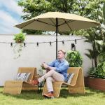Parasoll Marknadsparaply Åttkantigt Beige av Polyester och Metall för Strand och Balkong Vindtätt Solskydd med Vev Ø 233 cm