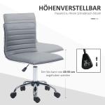 Kontorsstol Skrivbordsstol Ljusgrå av Tyg och Metall för Studier och Kontor Snurrstol utan Armstöd 120 kg