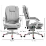 Massagestol, Kontorsstol, Gamingstol, Polyester, Skum och Nylon, Grå, 66 x 63 x 107–115 cm