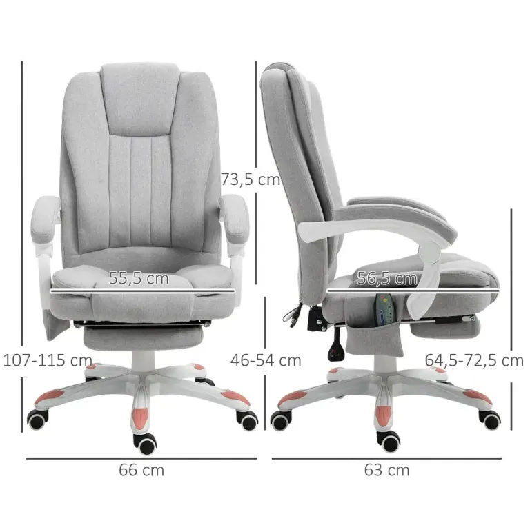 Massagestol Kontorsstol Gamingstol 66 x 63 x 107–115 cm