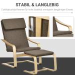 Avkopplingsstol Gungstol med Kudde Brun av Björkträ och Linnelook för Vardagsrum och Avkoppling Bekväm Design