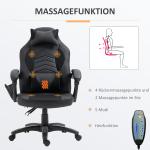 Gamingstol med Massage och Värme Ergonomisk Kontorsstol 6 Vibrationspunkter Konstläder Svart Röd 68 X 69 X 108-117 Cm