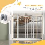 Trappgrind/Hundport med Automatisk Stängning och Enhandsmanövrering, Vit, 100 x 4 x 76 cm