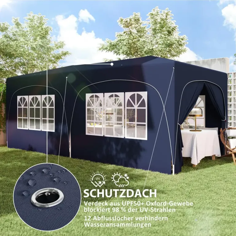 Trädgårdspaviljong Pop-up Partytält Vit av Polyester 3 x 6 m