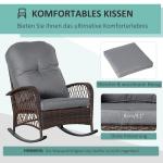 Gungstol i Konstrotting med Dyna, Bekväm Trädgårdsstol med Gungmekanism, Väderbeständig Utemöbel för Avkoppling, Brun, 75 x 103 x 96 cm