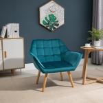 Öronlappsfåtölj i Grön Sammet, Elegant Relaxstol med Träben, Bekväm Enkelfåtölj i Skandinavisk Design, Grön, 64 x 62 x 72,5 cm