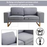 Hörnsoffa i Tyg, Modern 2-Sits Soffa med Träben, Bekväm Loungesoffa för Vardagsrummet, Ljusgrå