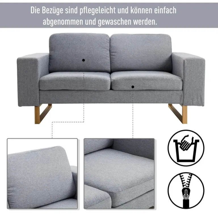Hörnsoffa i Tyg Soffa med Träben Loungesoffa 2-Sits