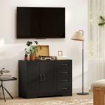 Sideboard Byrå i Modern Stil med 4 Lådor och 1 Skåp, Svart, 105x40x76 cm