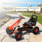 Trampbil Go-kart Röd Metall och Plast för Barn 3-8 År Trampfordon med Justerbar Sits och Handbroms Säker och Rolig Lek