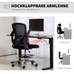 Kontorsstol Hög Svart Tyg och Plast för Hemmakontor och Studio Arbetsstol med Fotring och Ländryggsstöd Ergonomisk Design
