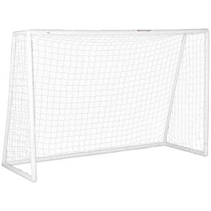 Fotbollsmål med Robust Nät och Markpinnar för Träning och Match för Barn och Vuxna Stabil och Lättmonterad Vit Plast 300 x 120 x 200 cm
