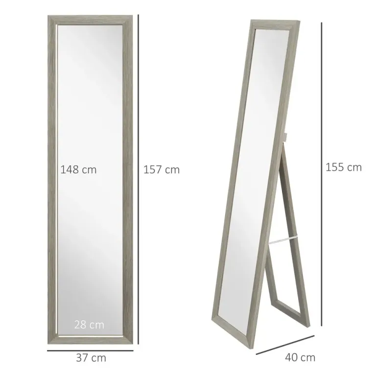 Helfigursspegel Golvspegel Grå Aluminiumram